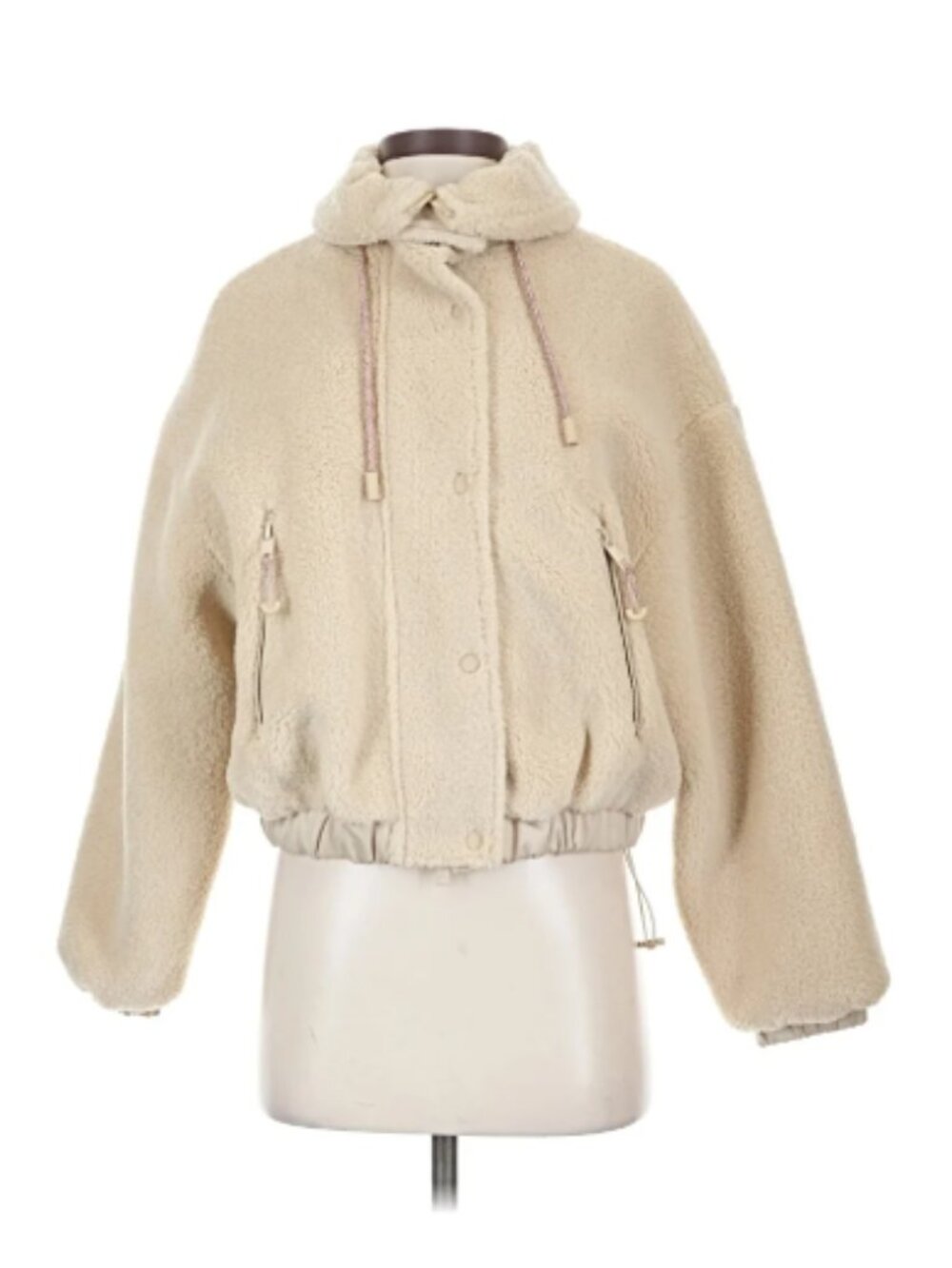 NWT Zara XS Fleece Teddy Coat Jacket with Zipper Elastic